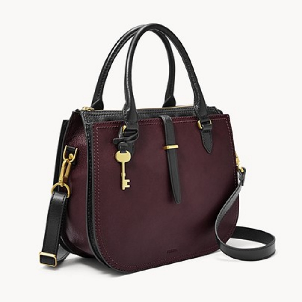 Fossil Ryder Satchel in Fig and Black